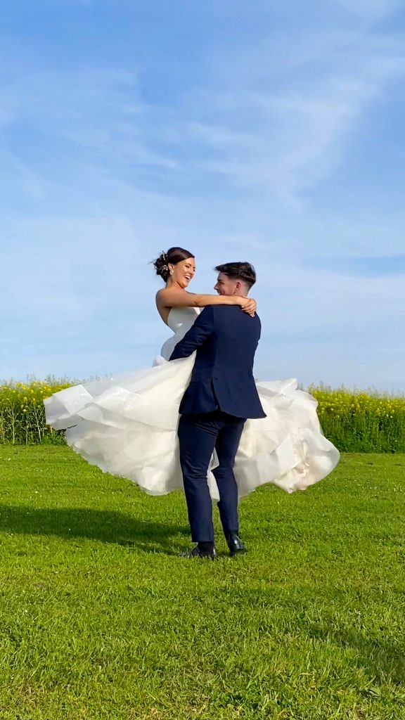 wedding video showing bride and groom in Northumberland